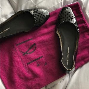 Diane Von Furstenberg patten leather flat shoes